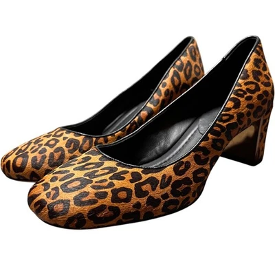 Zapatos de salón Donald Pliner estampado de leopardo pelo de becerro tacón bloque para mujer 6M Foto 1 de 4