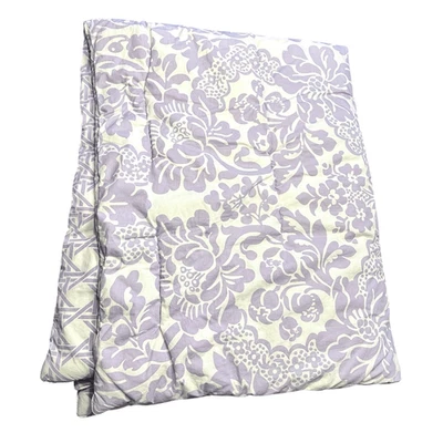 Land of Nod Reversible Baby Crib Comforter Purple White - Image 1 of 4