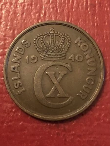 1940 Iceland 5 Aurar Coin Original And Uncleaned Please Check Our Inventory - Picture 1 of 2