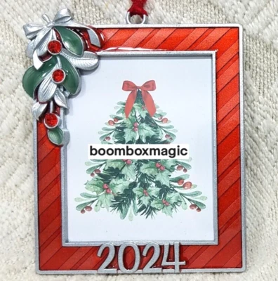 🎄 2024 ADORNO DE ÁRBOL DE NAVIDAD MARCO DE FOTOS SANTA ROJO MUÉRDAGO NAVIDEÑO Foto 1 de 4