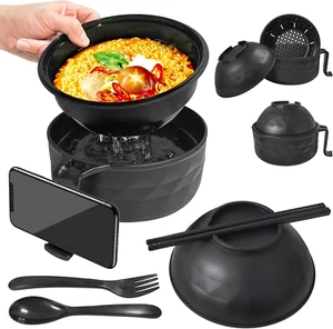 Ramen Bowl Set,Microwave Ramen Cooker Instant Noodles Bowl with Chopsticks Spoon - Picture 1 of 12