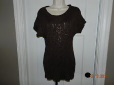 Maurices Women's brown Knitted Short Sleeve scoop Neck Tunic Sweater Sz S