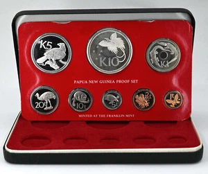 PAPUA NEW GUINEA 1978 Proof 8-Coin Set 'Fauna' 1.68oz Silver Franklin Mint - Picture 1 of 3