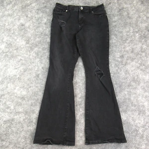 Sugar & Jade Jeans Girls16 Black Flare Leg Distressed Mid Rise Dark Denim - Picture 1 of 16