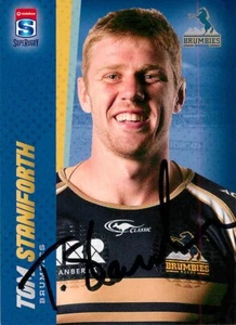 Tarjeta firmada de la Unión de Rugby de Act Brumbies 2017 Tom Staniforth - Imagen 1 de 2