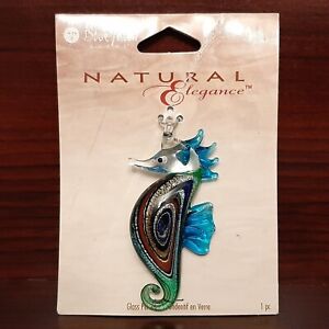 NEW Blue Moon Beads Natural Elegance Seahorse Glass Pendant Multicolor