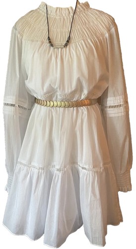 Abito da prato bianco Michael Kors nuovo con etichette in cotone a più livelli taglia XS Cottage Core