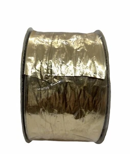 2 3/4" Gold Metallic Ribbon Wired Holidays Christmas Gift Wrap Wreaths 50 yds - Picture 1 of 8