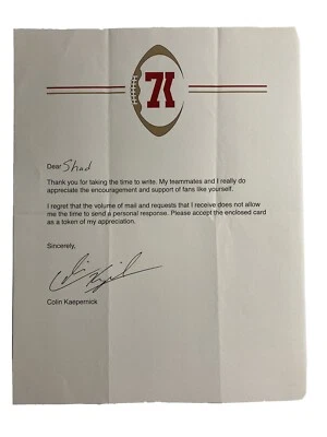 Papel Membrete Colin Kaepernick Firmado San Francisco 49ers Raro (LEER) (FALSO) Foto 1 de 4