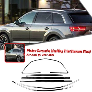 Titanium Black Window Strip Moulding Seal Belt Trims Fit For Audi Q7 2017-24 18 - Picture 1 of 23