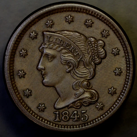 1845 BRAIDED HAIR LARGE CENT-LOT AA 1833 Cover