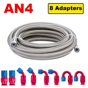 Kit de montaje de manguera de línea de combustible 3,5 M AN4 manguera trenzada de acero inoxidable con extremos giratorios rojos - Imagen 1 de 13