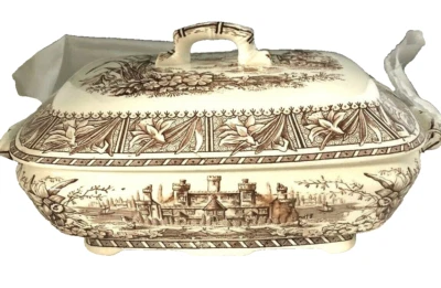 Movimiento estético marrón transferware Grindley & Sons 1882 puré grande narciso Foto 1 de 4