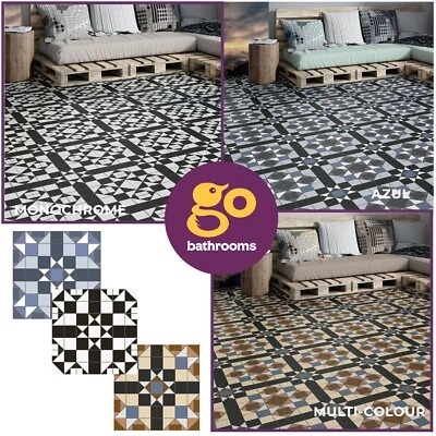 Victorian Matt Patterned Ceramic Floor Square Tile | 450x450mm | 3 Colours - Image 1 of 4