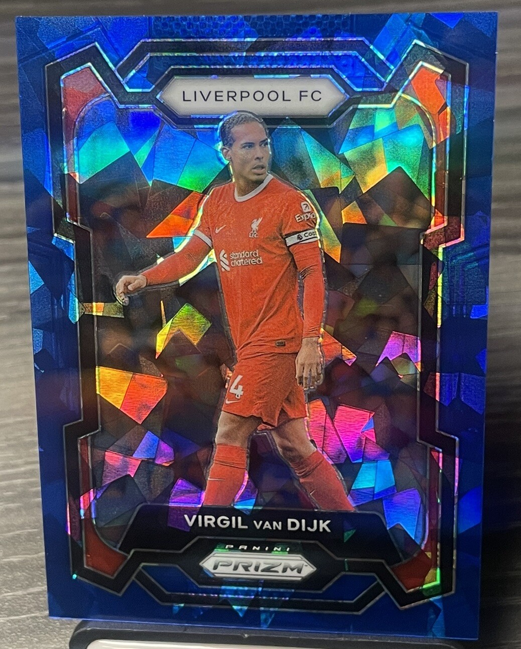 2023 Panini Prizm EPL Virgil Van Dijk Blue Cracked Ice 51/75 Liverpool #81