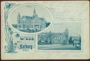 GRUSS AUS HARBURG ELBE GERMANY ANTIQUE POSTCARD c 1906 080521  - Picture 1 of 2