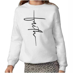 Cool Religious Jesus Christian Faith Cross Youth Girls Fleece Sweatshirt Kids - Picture 1 of 2