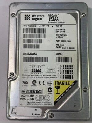 WD WD153AA-53BAA0 15.3GB 5.4K RPM 2MB Cache ATA 66 3.5" HDD - Image 1 of 4