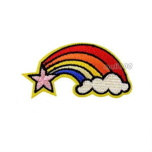 Rainbow Cloud Star Embroidered Sew Iron on DIY Patch Badge Sewing Applique Parts - Picture 1 of 1