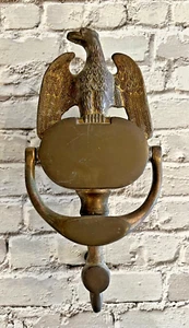 Vintage Reclaimed Brass American Eagle Door Knocker w/ Mounting Hardware 8" x 4" - Picture 1 of 6