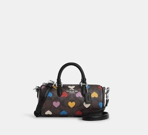 ☂️🍄 Bandolera Coach Lacey en lona exclusiva con estampado de corazón nueva con etiquetas - Imagen 1 de 6