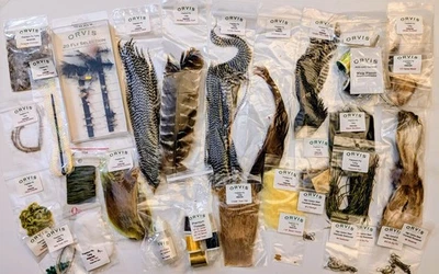 ORVIS Fly-Tying Lot: Fur, Feathers, Hooks, Threads, Flies, Flash, Marabou, Yarn - Image 1 of 4