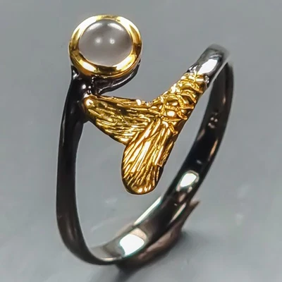 Jewellery Natural Cat's Eye Moonstone Ring 925 Sterling Silver Size 7 /R441480 - Image 1 of 4