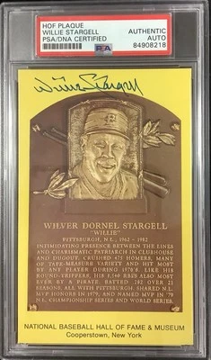 Willie Stargell Signed Gold HOF Plaque Postcard Yellow Pirates Autograph PSA/DNA - Image 1 of 3