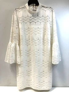 Trina Turk White Lace Bell Sleeve Mini Dress (NWT) size 16 - Picture 1 of 6