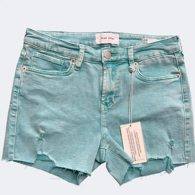 Dear John Shorts Womens 28 Blue Paradise Gigi High Rise Distressed Denim Raw Hem - Image 1 of 4