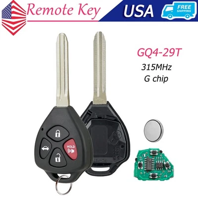 Para Toyota Corolla 2010 2011 2012 2013 Mando a distancia Llavero Transmisor Chip G GQ4-29T Foto 1 de 4