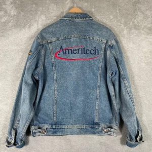 Vintage Ameritech Lee Jeansjacke Herren mittelblau gesticktes Logo Workwear - Bild 1 von 10