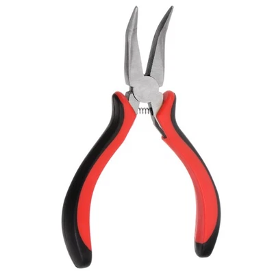 Mini Bent Nose Pliers 5" Toothless Curved Precision Plier with Plastic Handle - Image 1 of 4