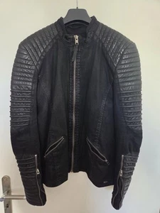 Tigha Jeansjacke Lederjacke Jeans-/Ledermix, Schwarz, Größe L - Bild 1 von 3