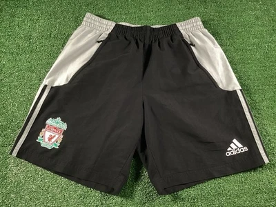 Liverpool FC Season 2008-09 Adidas Training Shorts - Black & Grey - Size 32” - Image 1 of 4