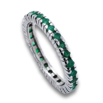 Ring 585 Gold 14 Karat Weißgold Smaragd Memory Ring Damen Wert 990,- - Bild 1 von 4