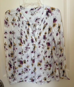 Top babydoll manga larga con textura pequeña marca Lucky boho floral - Imagen 1 de 4