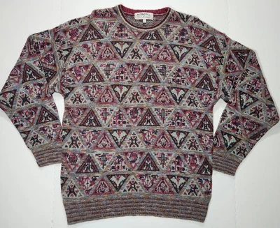 Vintage Mondo di Marco Knit Sweater Sz M Geometric Made in Italy Cotton & Linen - Image 1 of 4