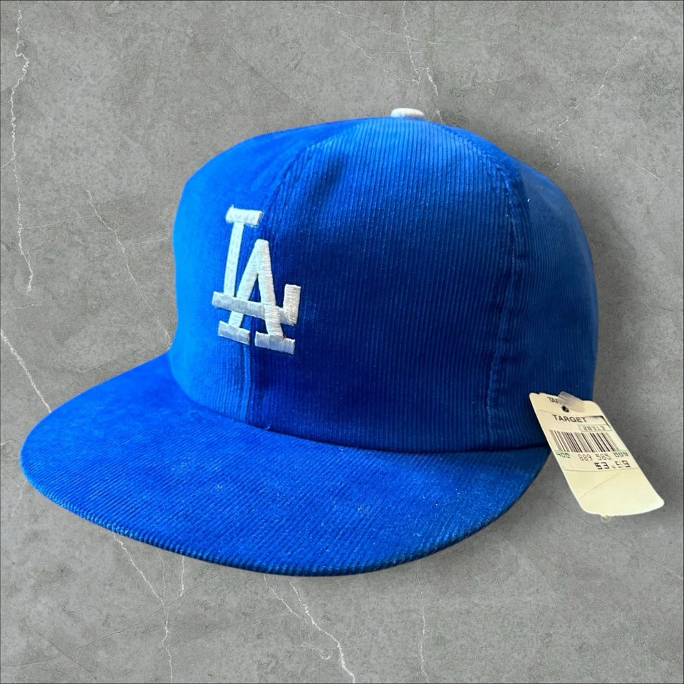 Vintage 1980s LA Dodgers Corduroy Snapback Hat Deadstock with Original Tags USA - Image 1 of 4