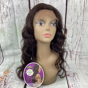 Q-Remi Natural Black Loose Body Lace Front Brazilian Wig Natural 100% Human Hair - Picture 1 of 7