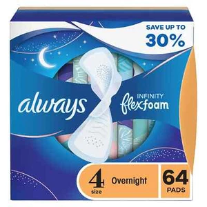 Always Infinity FlexFoam Overnight Pads with Wings, Unscented - Size 4 (64 ct.) - Picture 1 of 6