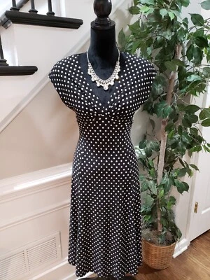 Vestido Chaps Mujer Blanco y Negro Poliéster Cuello Redondo Manga Corta Hasta la Rodilla M Foto 1 de 4