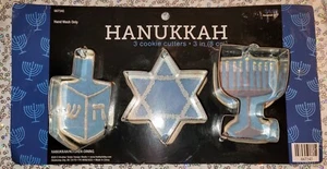 Set of 3 Metal Cookie Cutters - Hanukkah Jewish Dreidel Star Menorah Chanukah - Picture 1 of 4