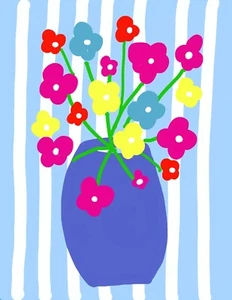 HAPPY FLOWERS Originaldruck Kunst mattiert 11x14" Echtheitszertifikat Carolina Mendez - Bild 1 von 1