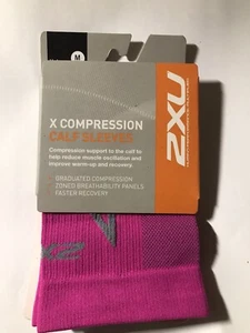 2XU X Compression Calf Sleeves Magenta/ Grey Medium Unisex - Picture 1 of 10