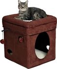 MidWest "The Original" Curious Cat Cube, Cat House / Cat Condo in Brown Faux &