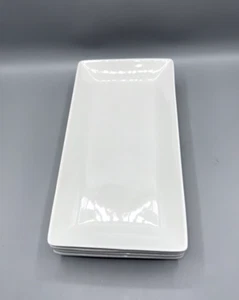 Juego de 4 platos rectangulares de porcelana de 12 pulgadas bandejas para servir blancas - Imagen 1 de 5