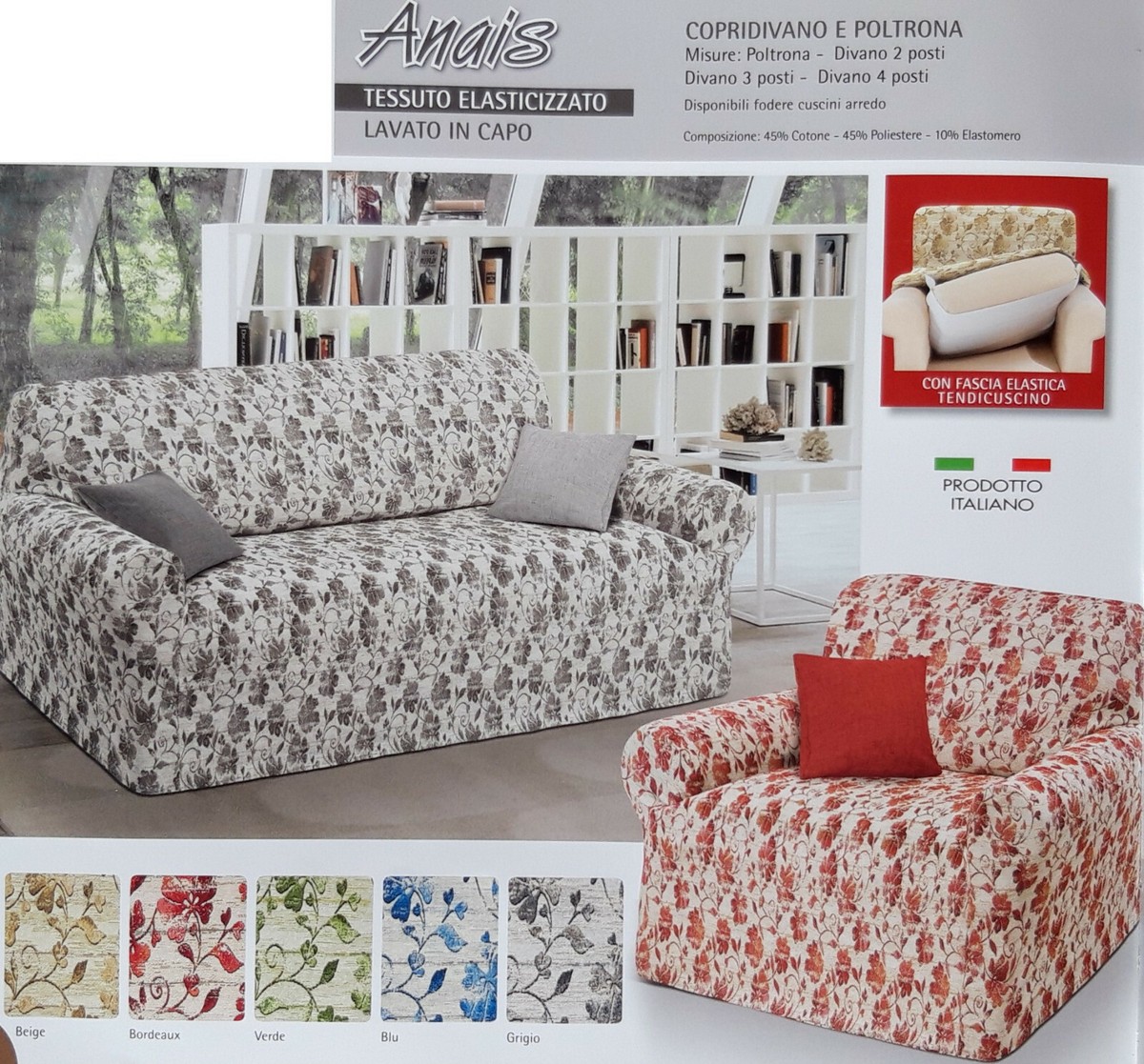 Copriseduta Divano Elasticizzato - Stampa Floreale Retrò, 65x65x20cm, Antiscivolo - Foto 12