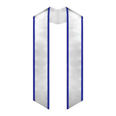 Estola lisa Endea Graduation blanca/azul real con ribete de color y extremo en ángulo Foto 1 de 4