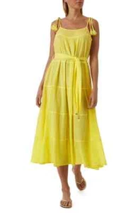 Melissa Odabash Fru 285984 Gauze Cover-Up Sundress in Lemon, Size Medium - Picture 1 of 6